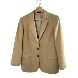 Nick's Khaki Brown Long Sleeve Coat Blazer Suit Jacket Size 10 2 Buttons